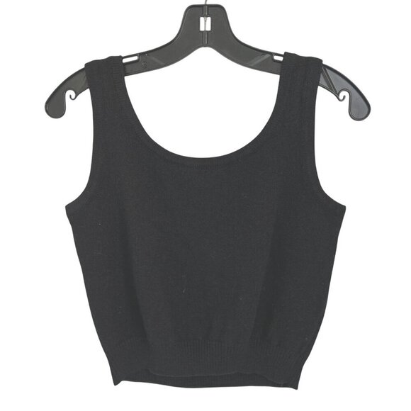 St. John Black Knit Tank Top Sleeveless Scoop Neck Womens Size S - Picture 9 of 9